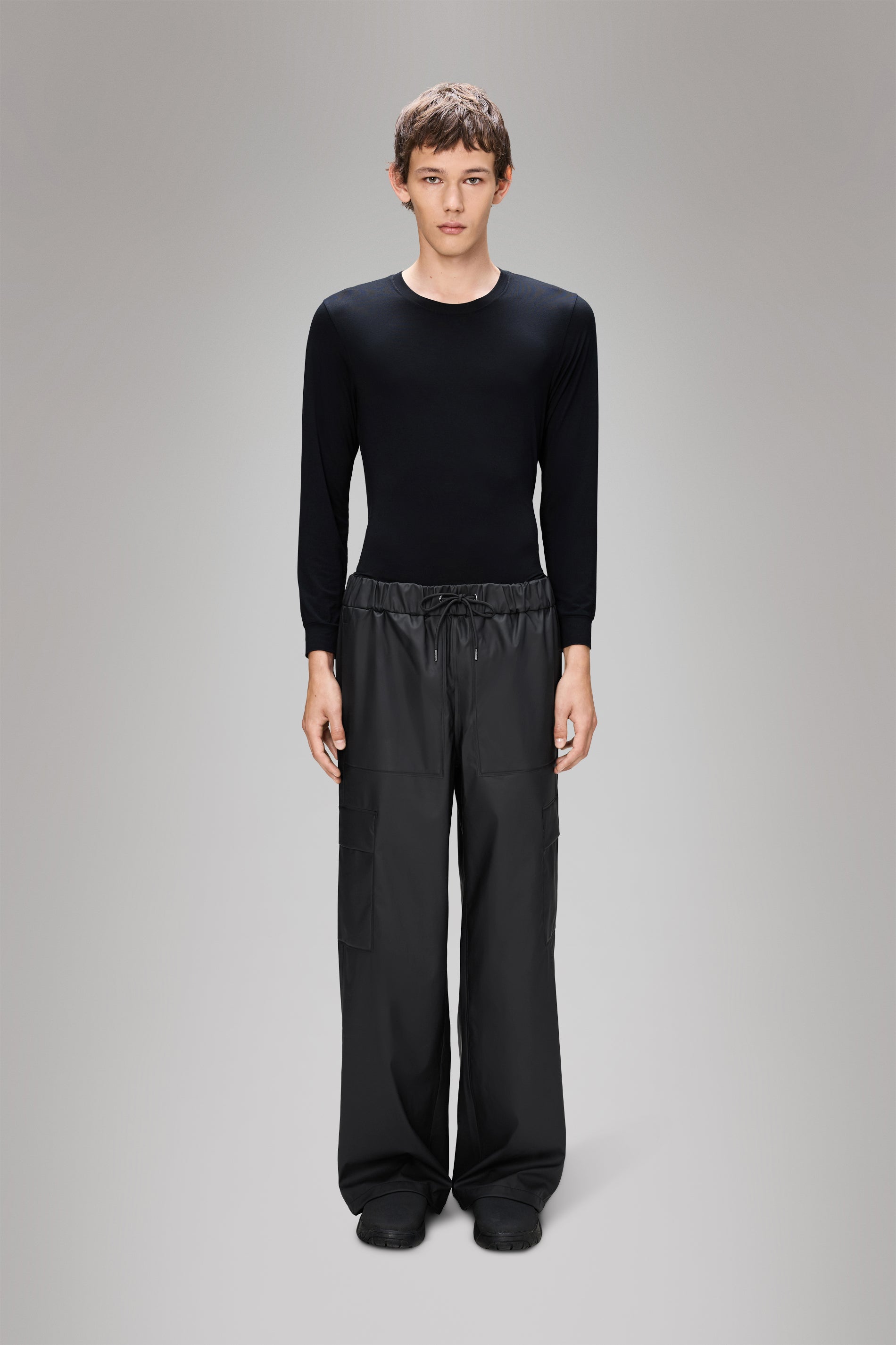 RAINS Cargo Rain Pants Wide Black Pants